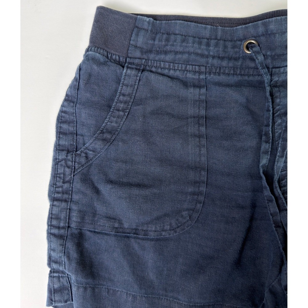 Athleta Linen Shorts Womens Navy Blue Excellent Drawstring Pockets Casual - Picture 2 of 11
